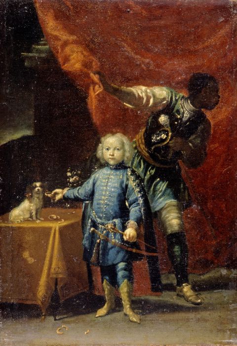 ritratto di bambino con il servitore